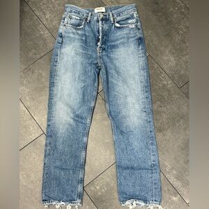 Agolde Riley Straight High Rise Crop Denim Jeans